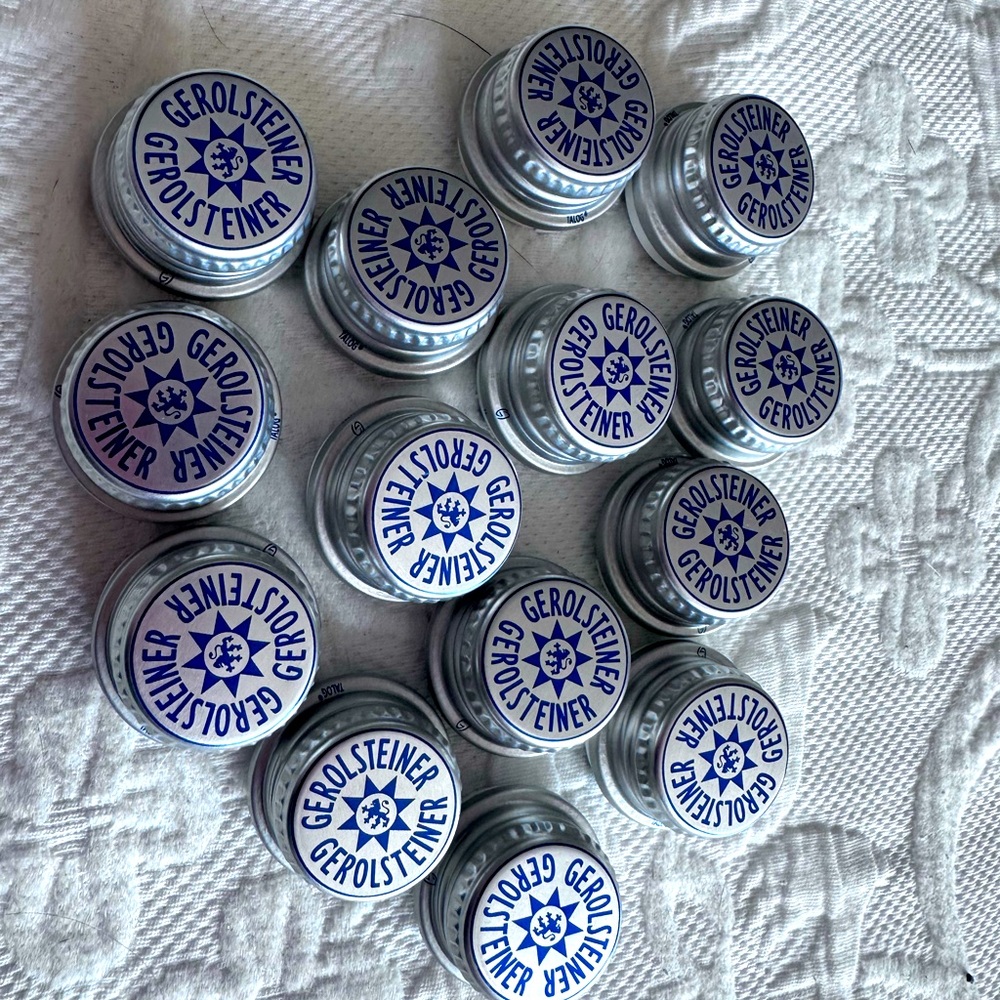 Gerolsteiner water bottles caps for reuse recycling 14 caps metal